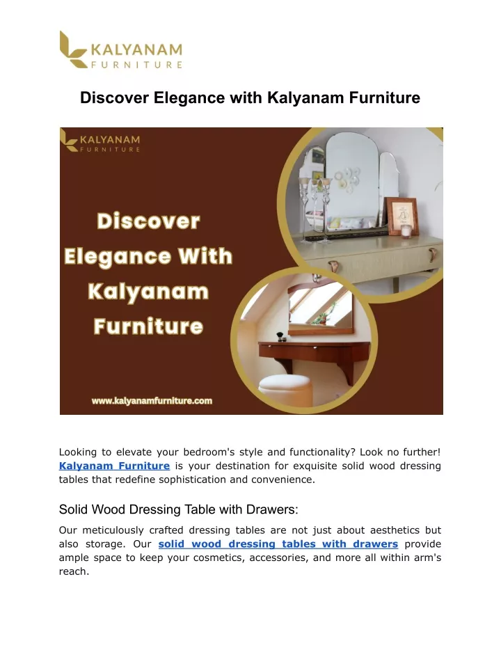 discover elegance with kalyanam furniture