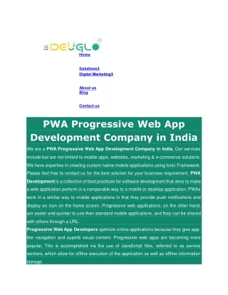 Progressive Web App Development Company in India _ Deuglo