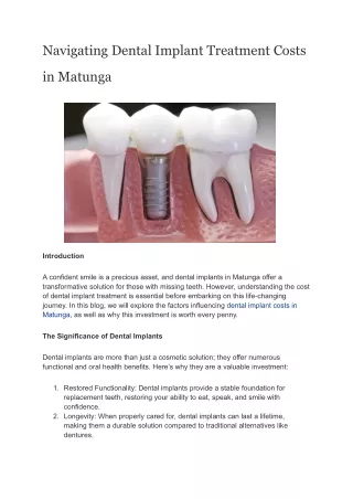 Navigating Dental Implant Treatment Costs in Matunga