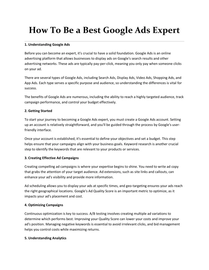 how to be a best google ads expert