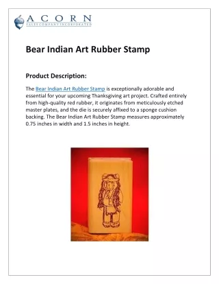 Bear Indian Art Rubber Stamp | Thanksgiving Stamps