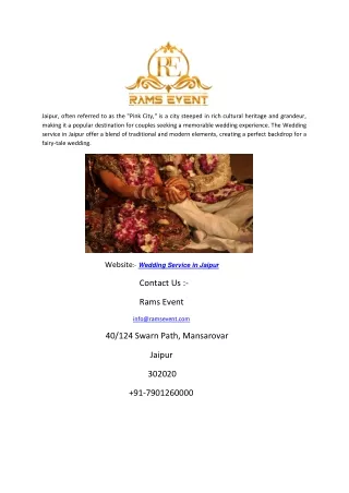 We Provide Wedding Service in Jaipur.