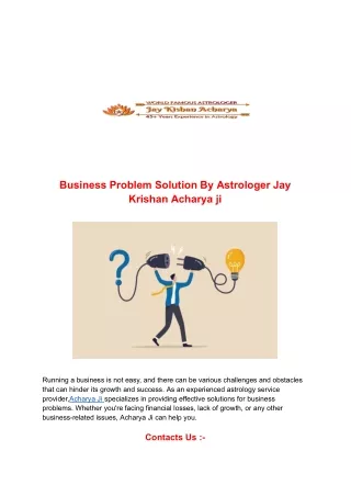 Business Problem Solution By Astrologer Jay Krishan Acharya ji