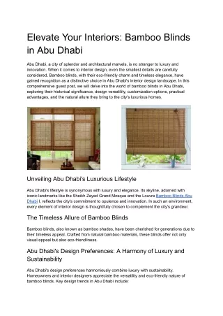 _Bamboo Blinds in Abu Dhabi