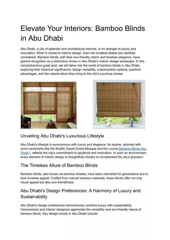 elevate your interiors bamboo blinds in abu dhabi