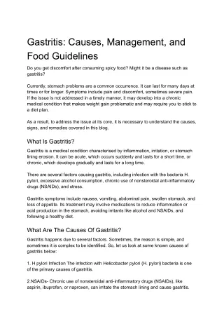 Gastritis_ Causes, Treatment And Diet Plan
