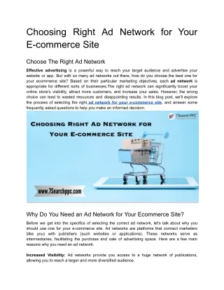 Choosing Right Ad Network for Your Ecommerce Site