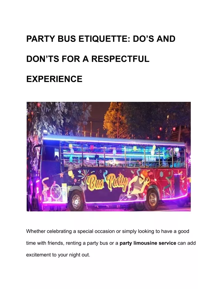 party bus etiquette do s and