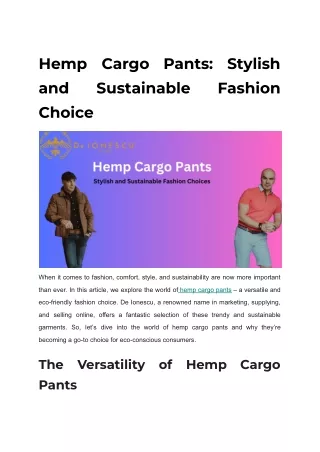 Hemp Cargo Pants_ Stylish and Sustainable Fashion Choice