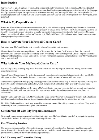 Activate Your MyPrepaidCenter Card to Accessibility Interesting Discount rates a