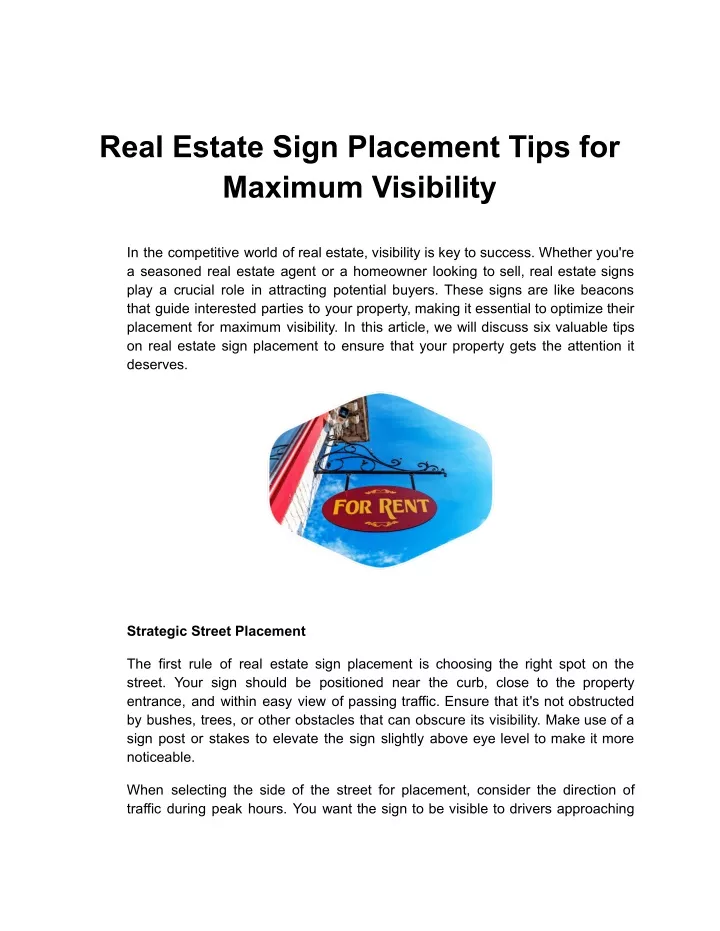 real estate sign placement tips for maximum