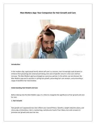 Man Matters App: Your Companion for Hair Growth and Care
