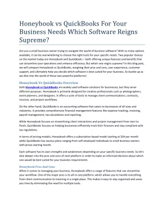Honeybook vs QuickBooks for Your Business Needs Which Software Reigns Supreme?