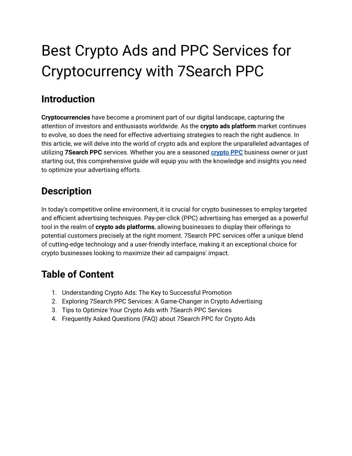 best crypto ads and ppc services