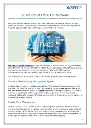 5 Features of FMCG ERP Software