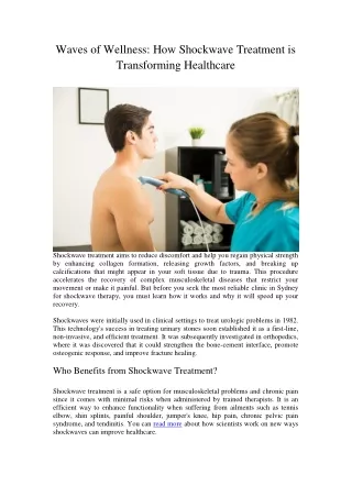 waves of wellness how shockwave treatment