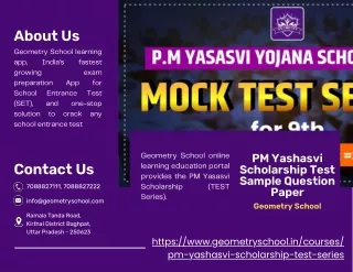 PM Yashasvi Scholarship Test Sample Question Paper