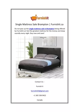 Single Mattress Sale Brampton - Furnishit.ca