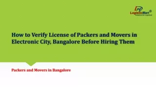 How to Verify License of Packers and Movers in Electronic City, Bangalore Before