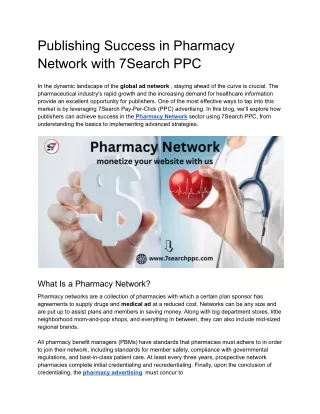 Publishing Success in Pharmacy Network with 7Search PPC