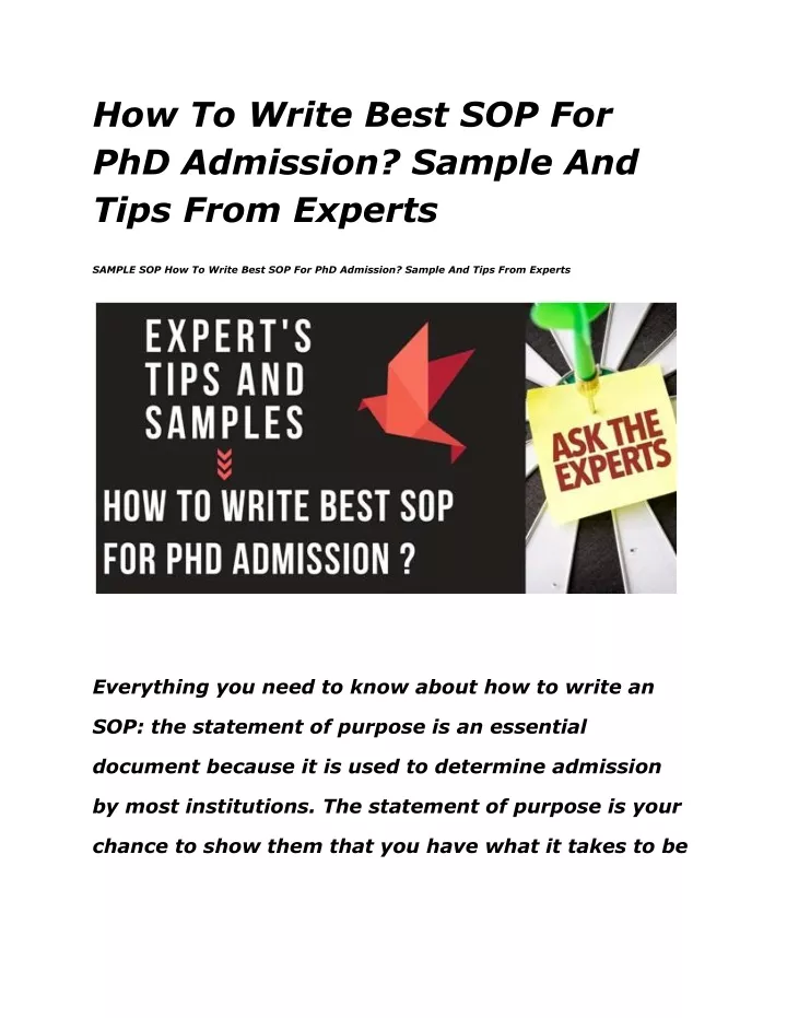 how to write best sop for phd admission sample