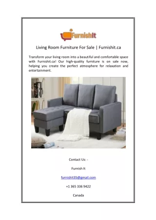 Living Room Furniture For Sale - Furnishit.ca