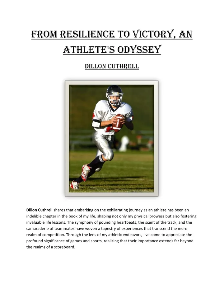 from resilience to victory an athlete s odyssey