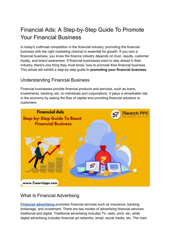 financial ads a step by step guide to promote
