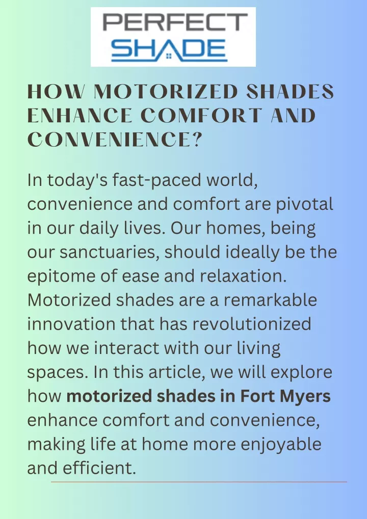 how motorized shades enhance comfort