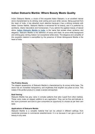 Indian Statuario Marble: Where Beauty Meets Quality