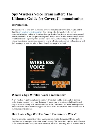 spy wireless voice transmitter the ultimate guide