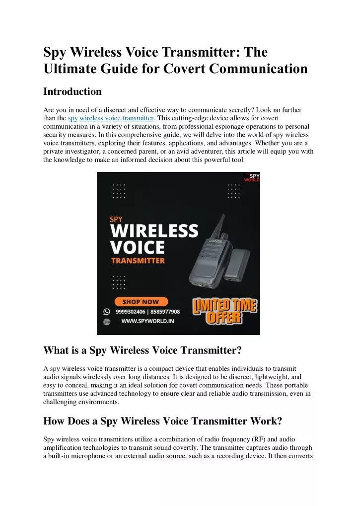 spy wireless voice transmitter the ultimate guide