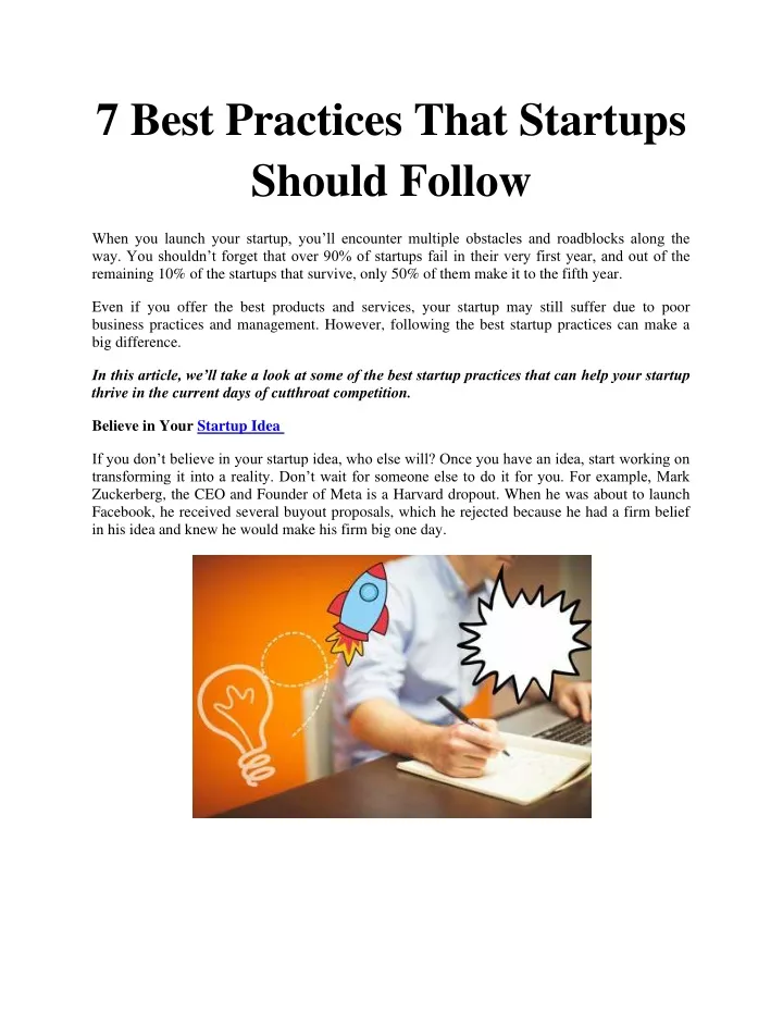 7 best practices that startups should follow
