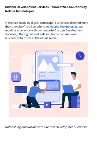 Custom Development Services Tailored Web Solutions by Netzila Technologies