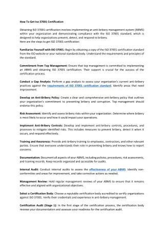 how to get iso 37001 certification obtaining
