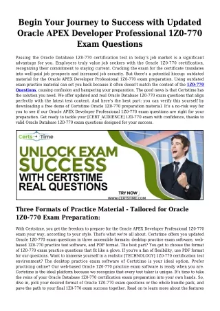 begin your journey to success with updated oracle