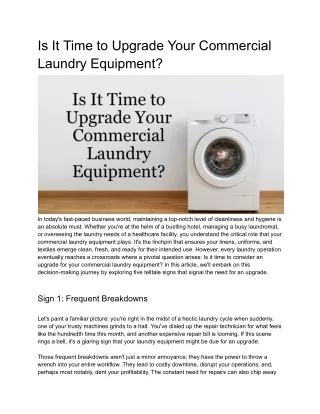 Is It Time to Upgrade Your Commercial Laundry Equipment