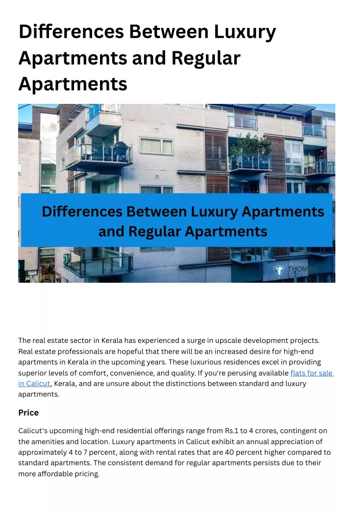 di erences between luxury apartments and regular