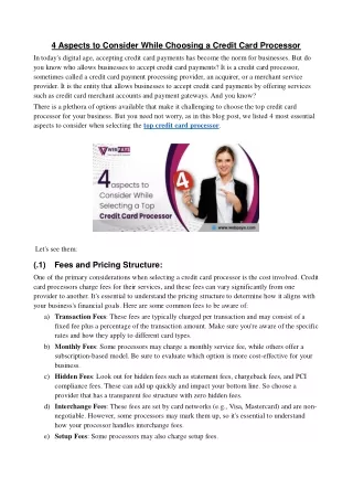 4 aspects to consider while choosing a credit