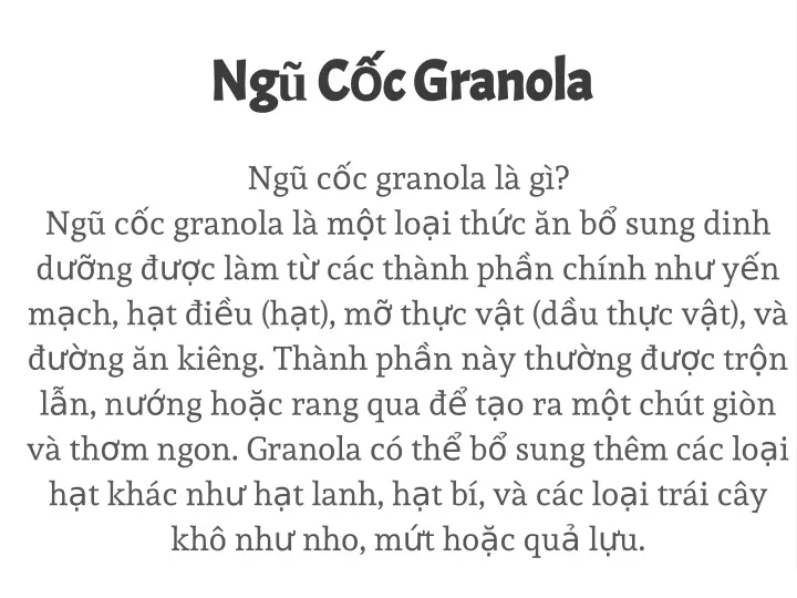 ng c c granola