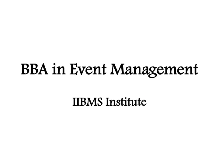bba in event management