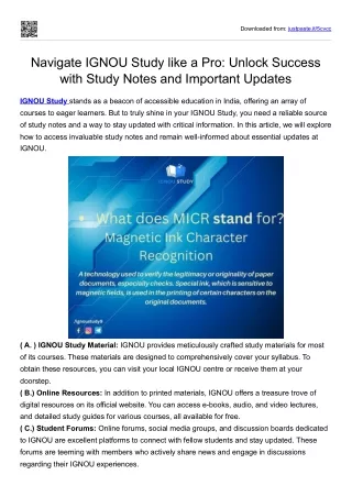 Navigate IGNOU Study like a Pro Unlock Success with Study Notes and Important Updates
