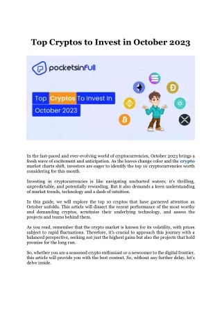 top cryptos to invest in october 2023