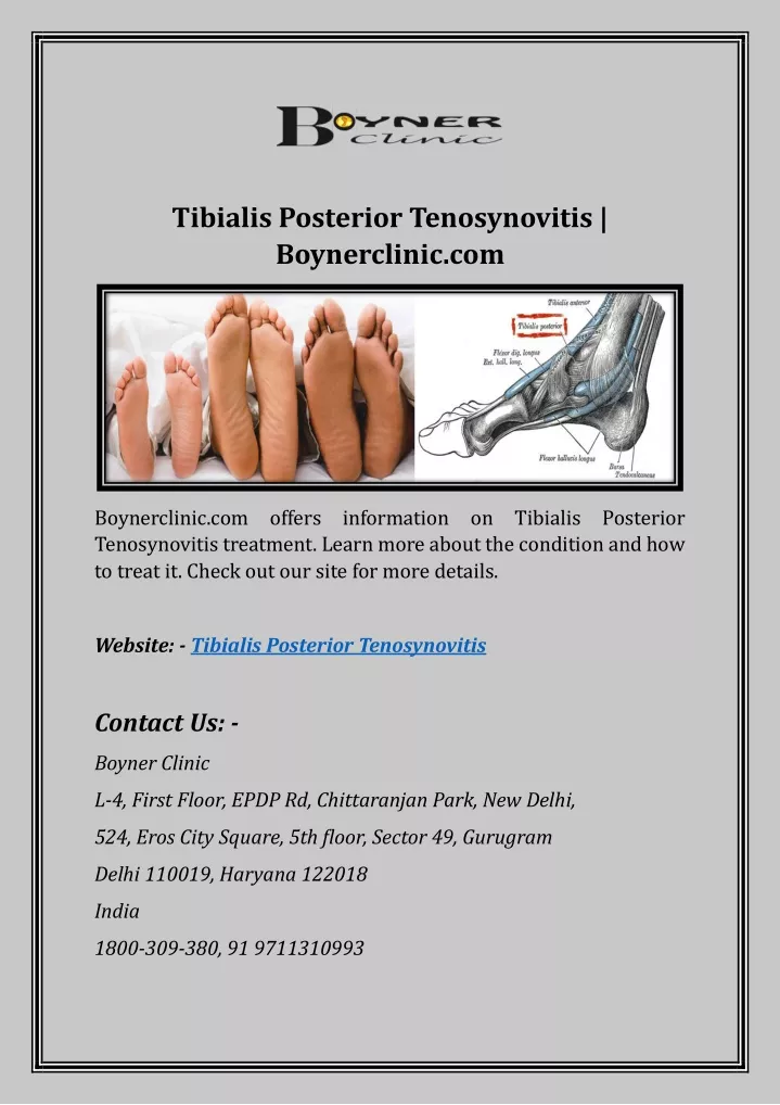 tibialis posterior tenosynovitis boynerclinic com