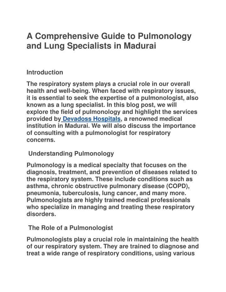 a comprehensive guide to pulmonology and lung
