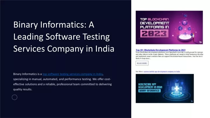 binary informatics a leading software testing