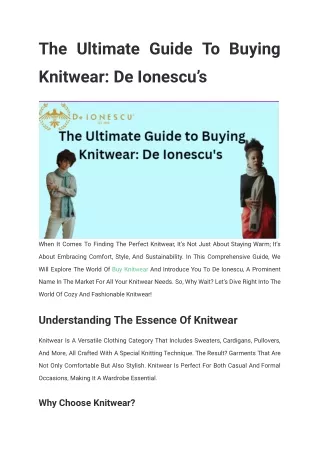 The Ultimate Guide To Buying Knitwear_ De Ionescu’s