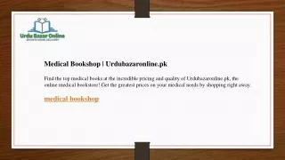 Medical Bookshop  Urdubazaronline.pk
