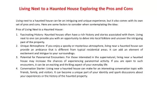 Living Next to a Haunted House Exploring the Pros and Cons - CK BISHT