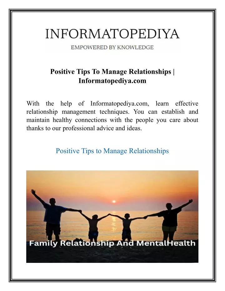 positive tips to manage relationships